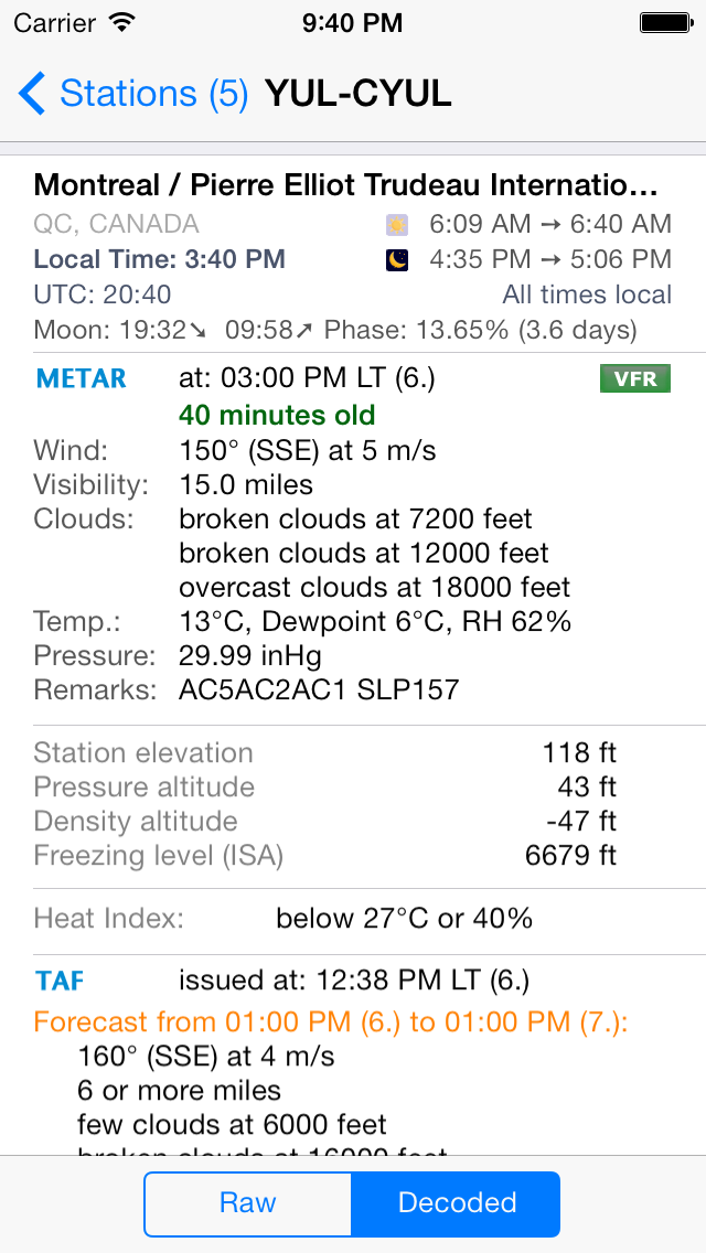 AeroWeather Lite Detail View