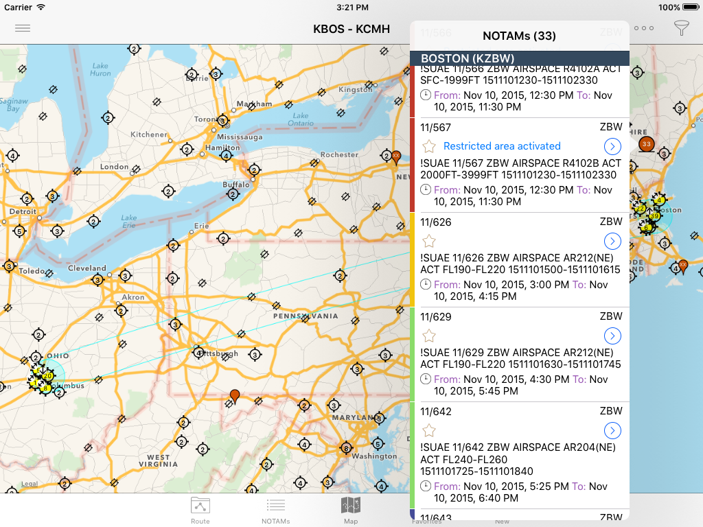 Look at your route's NOTAMs or for any airport shown on the map.